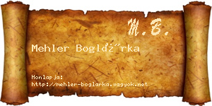 Mehler Boglárka névjegykártya